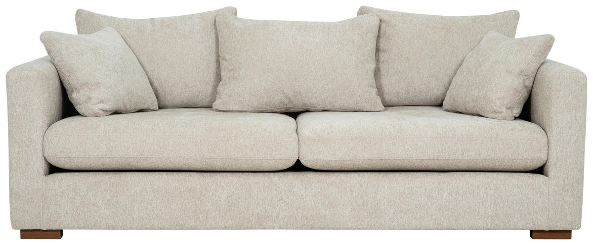 2,5-SITS SOFFA i chenille beige  - beige/brun, Klassisk, metall/trä (220/80/113cm) - Carryhome