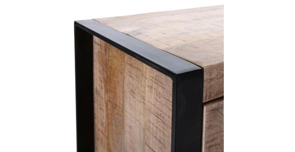 SIDEBOARD Mangoholz massiv Braun, Naturfarben, Schwarz Einlegeboden, Rückwand, Füße  - Schwarz/Braun, Design, Holz/Holzwerkstoff (130/80/43cm) - Landscape