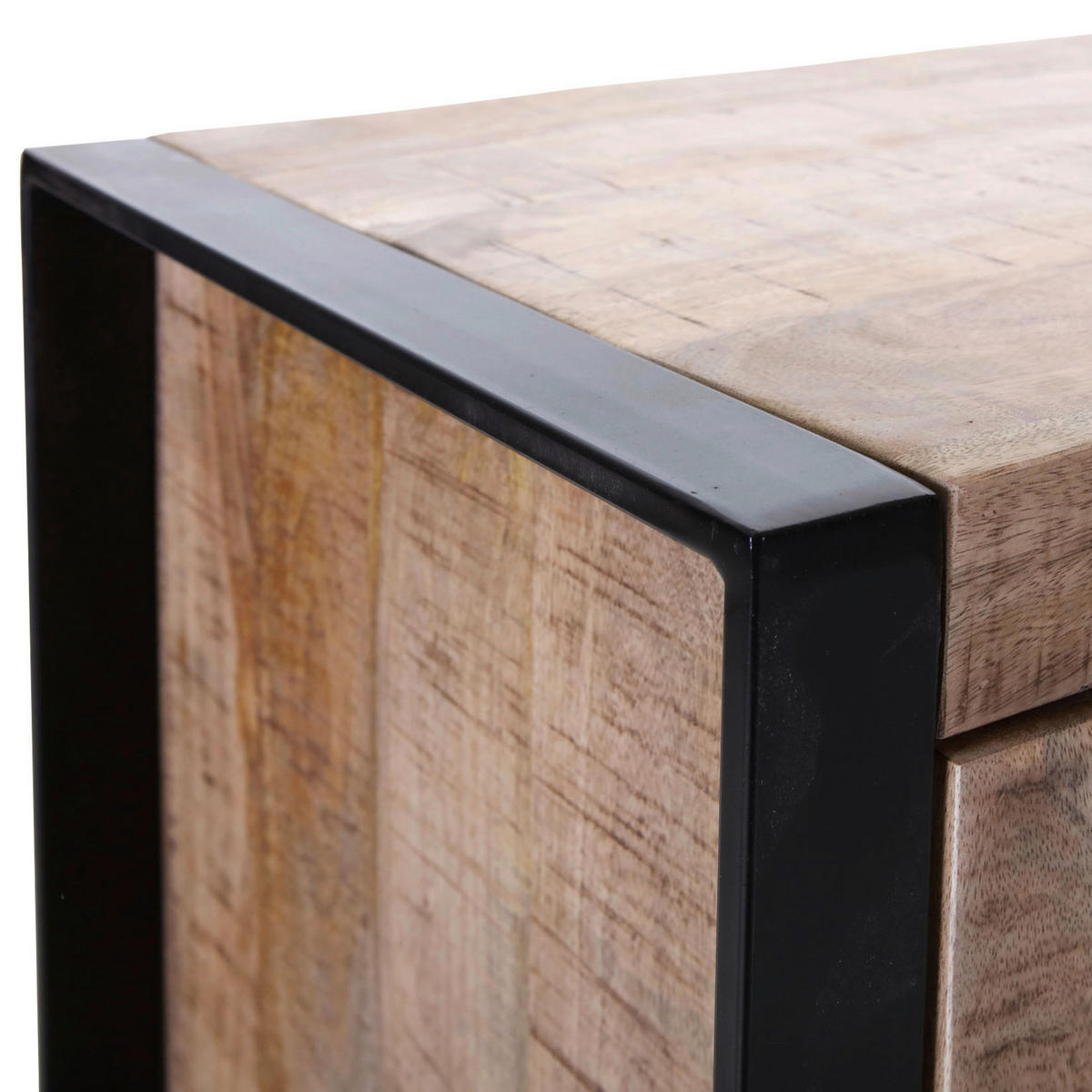 REGAL Mangoholz massiv Braun, Naturfarben, Schwarz  - Schwarz/Braun, Design, Holz/Holzwerkstoff (55/190/43cm) - Landscape