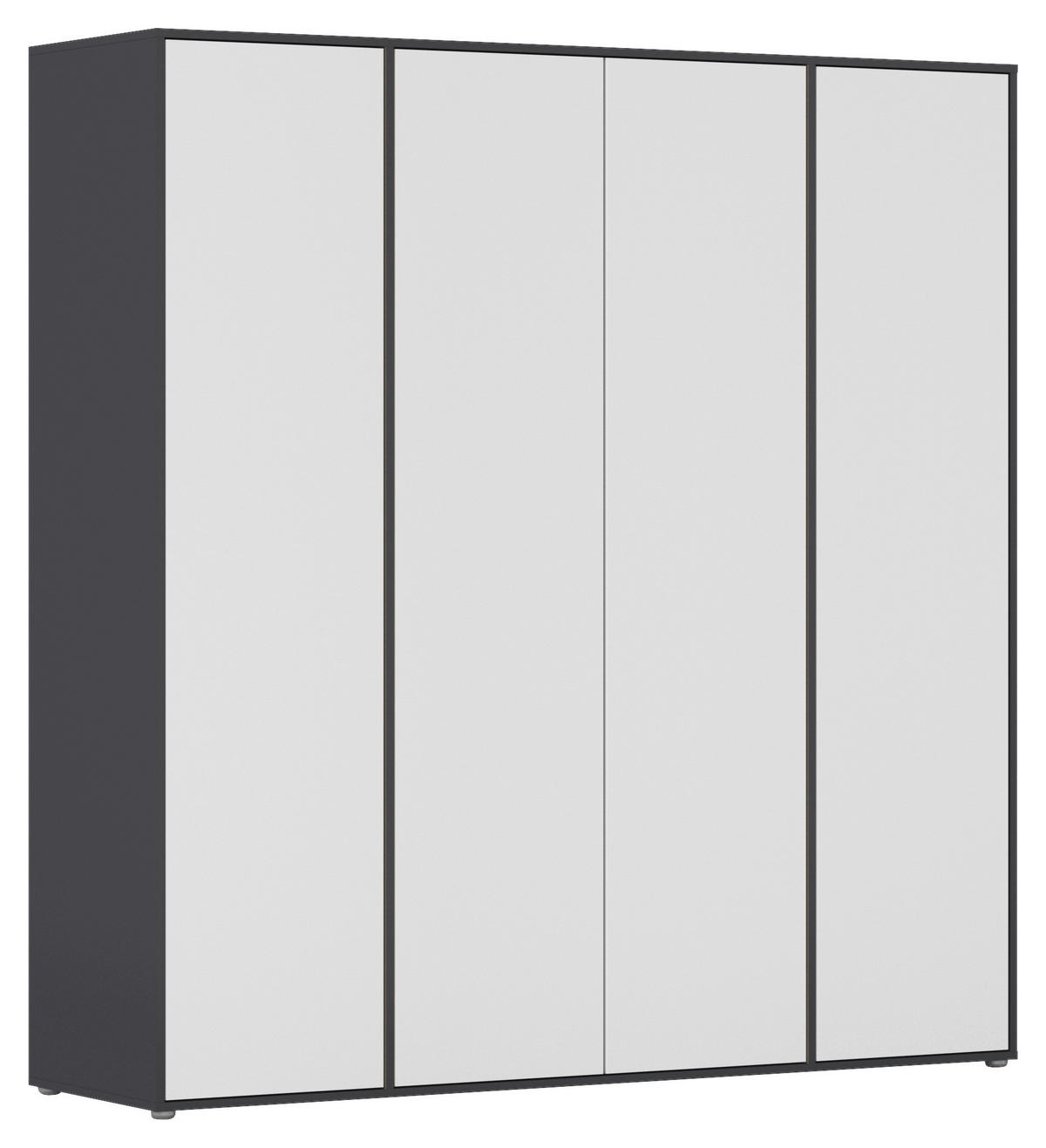 DREHTÜRENSCHRANK 187/194/53 cm,  in Grau, Weiß, 4-türig  - Weiß/Grau, MODERN, Holzwerkstoff (187/194/53cm) - Rauch Möbel