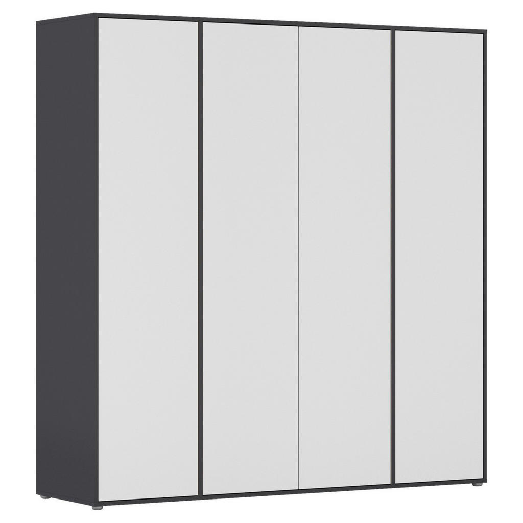 Drehtürenschrank Nabila Grau Weiß B: 187 Cm