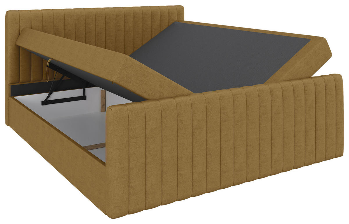 BOXBETT 180/200 cm  Senfgelb  - Senfgelb/Schwarz, Basics, Kunststoff/Textil (180/200cm) - Carryhome