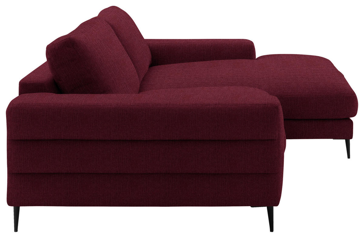 ECKSOFA in Flachgewebe Rot  253/177 cm  - Rot/Schwarz, Design, Textil/Metall (253/177cm) - Dieter Knoll