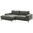 ECKSOFA  in Velours Grau Rücken echt  177/253 cm  - Schwarz/Grau, Design, Textil/Metall (177/253cm) - Dieter Knoll