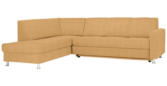 ECKSOFA in Flachgewebe Gelb  - Chromfarben/Gelb, Design, Textil/Metall (198/256cm) - Xora