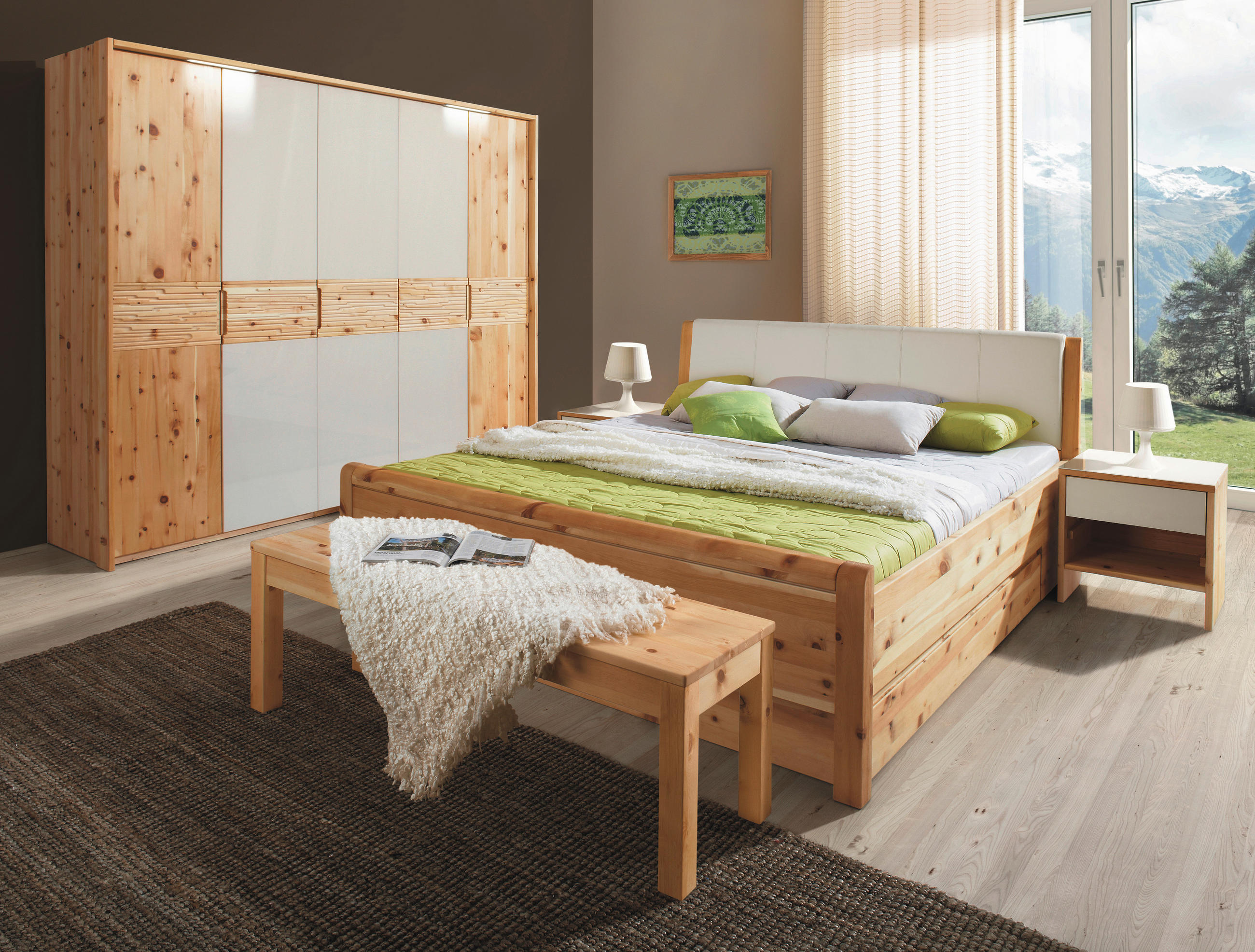 SCHLAFZIMMER 180/200 cm  in Zirbelkieferfarben  - Zirbelkieferfarben, Natur, Holz (180/200cm) - Linea Natura