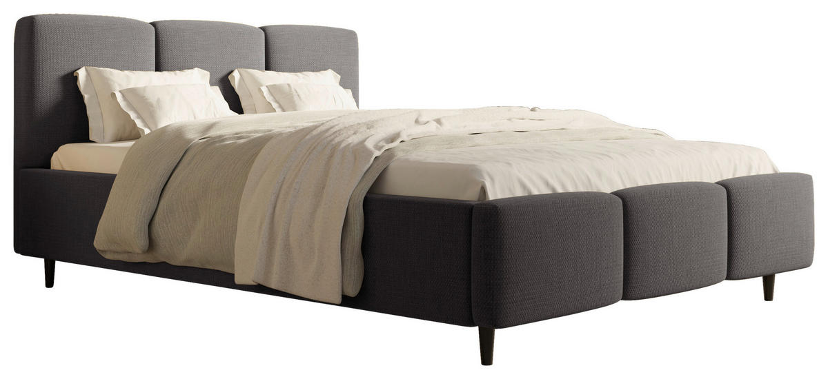 POLSTERBETT Lattenrost, Bettkasten 160/200 cm  in Anthrazit  - Anthrazit/Schwarz, Design, Holz/Textil (160/200cm) - Boxxx