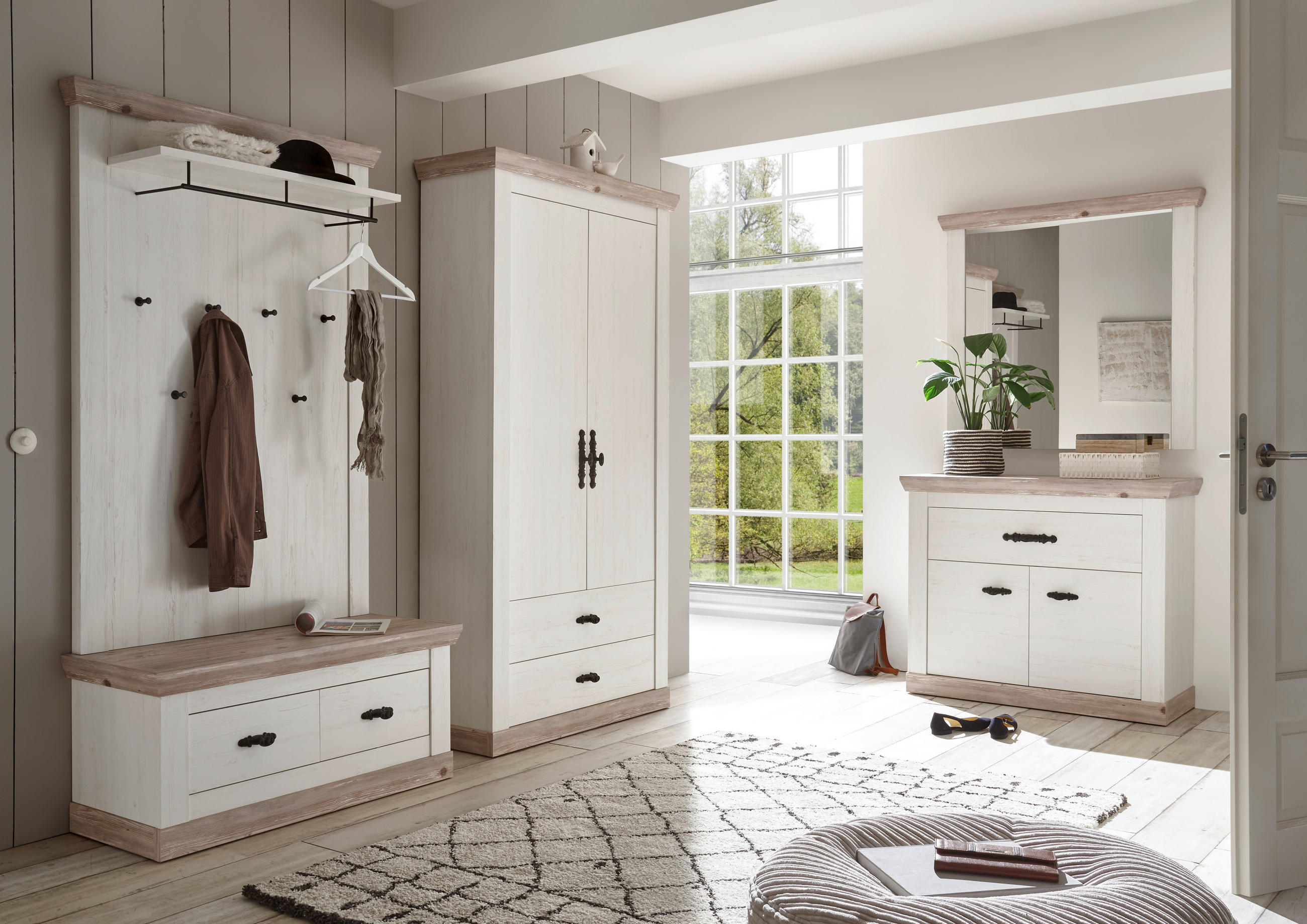 GARDEROBE 5-teilig  in 341/201/45 cm  - Hellbraun/Pinienfarben, Design, Holzwerkstoff (341/201/45cm) - MID.YOU