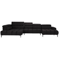 WOHNLANDSCHAFT in Samt, Webstoff Anthrazit  - Anthrazit/Schwarz, Design, Textil/Metall (216/385/177cm) - Welnova
