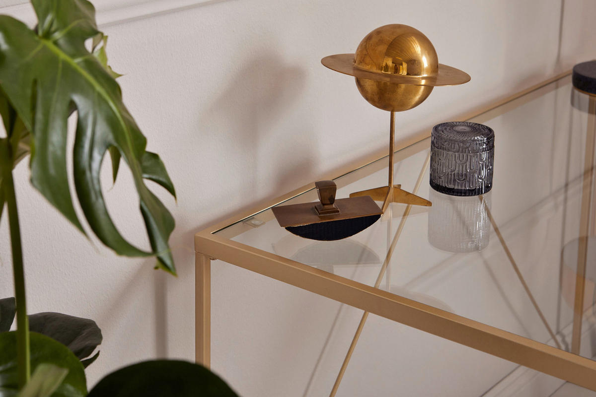 SCHREIBTISCH 120/60/73 cm  in Klar, Goldfarben  - Klar/Goldfarben, Konventionell, Glas/Metall (120/60/73cm) - Livetastic