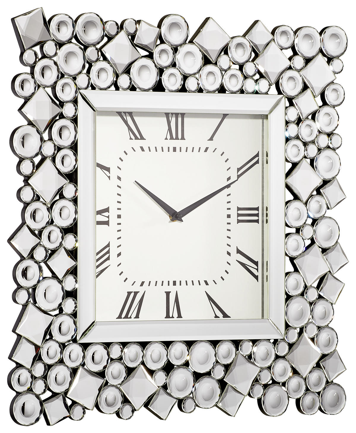 WANDUHR  Schwarz, Silberfarben  - Silberfarben/Schwarz, Glas/Holzwerkstoff (49/49/4,5cm) - Ambia Home