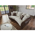 MEGASOFA in Mikrofaser Braun, Beige  - Beige/Dunkelbraun, ROMANTIK / LANDHAUS, Holz/Textil (273/50/79/125cm) - Landscape
