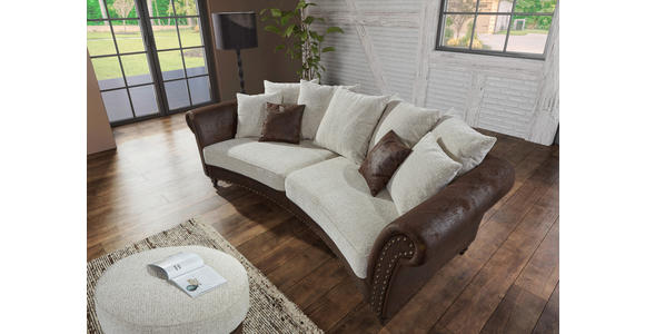MEGASOFA in Mikrofaser Braun, Beige  - Beige/Dunkelbraun, ROMANTIK / LANDHAUS, Holz/Textil (273/50/79/125cm) - Landscape