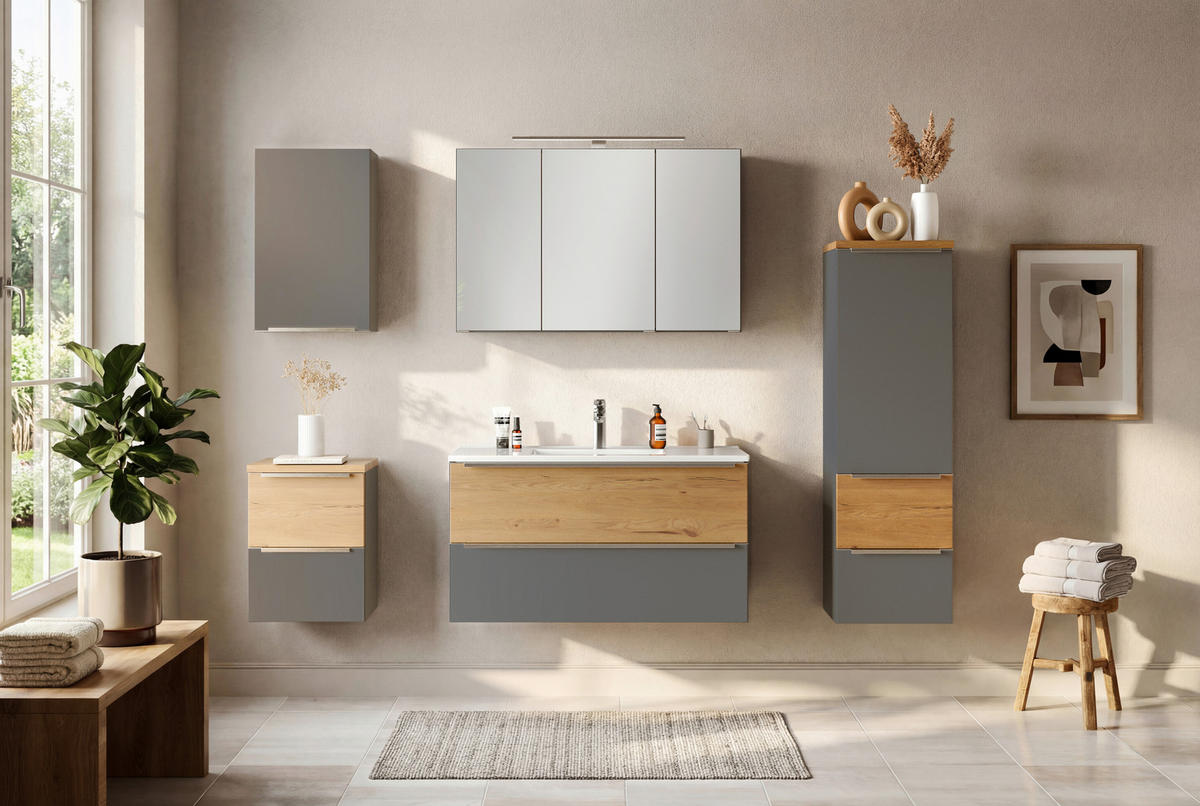 SPIEGELSCHRANK 100/64/20 cm  - Wildeiche/Edelstahlfarben, Trend, Glas/Holzwerkstoff (100/64/20cm) - Held