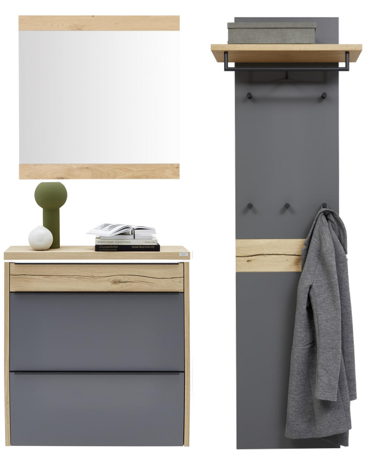 GARDEROBE 3-teilig  in 170/200/32 cm  - Eichefarben/Grau, Design, Holz/Holzwerkstoff (170/200/32cm) - Dieter Knoll