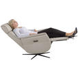 RELAXSESSEL Argo Echtleder Relaxfunktion, Kopfteilverstellung, Rücken echt    - Hellgrau, Design, Leder (71/110/80cm) - Novel