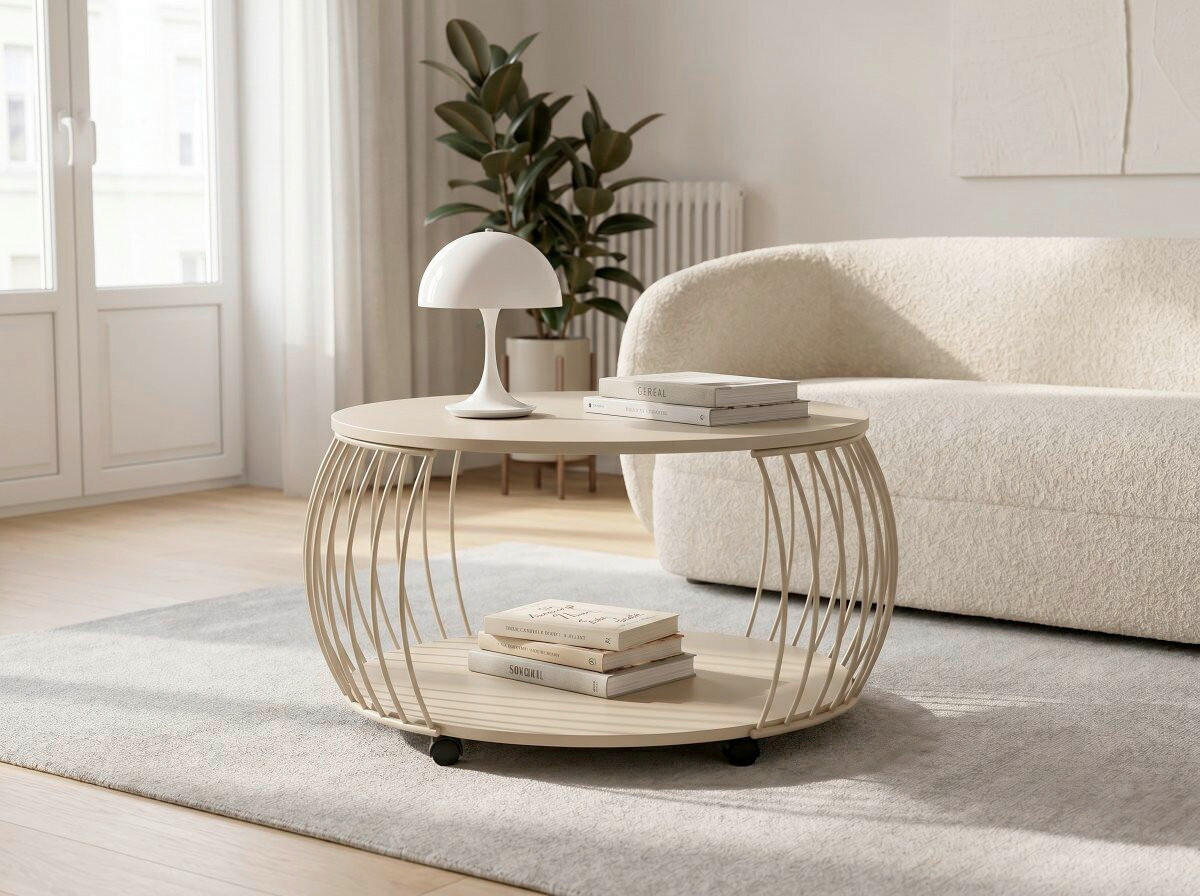 COUCHTISCH in Metall, Holzwerkstoff 80/80/47 cm  - Creme, Design, Holzwerkstoff/Metall (80/80/47cm) - Xora