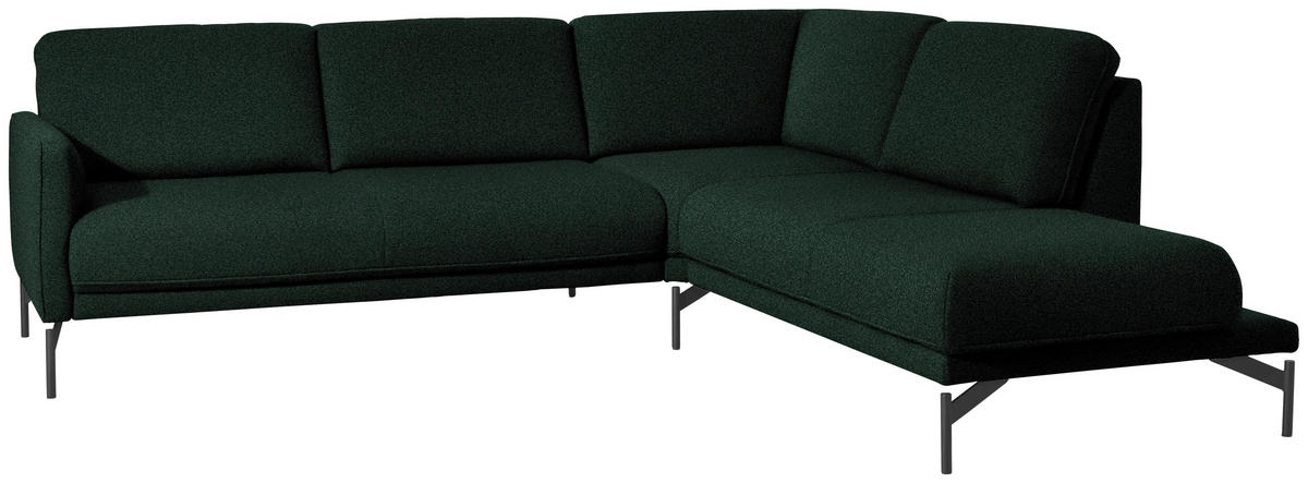 ECKSOFA in Flachgewebe, Struktur Dunkelgrün  - Dunkelgrün/Anthrazit, Design, Textil/Metall (254/230cm) - Johann Jakob