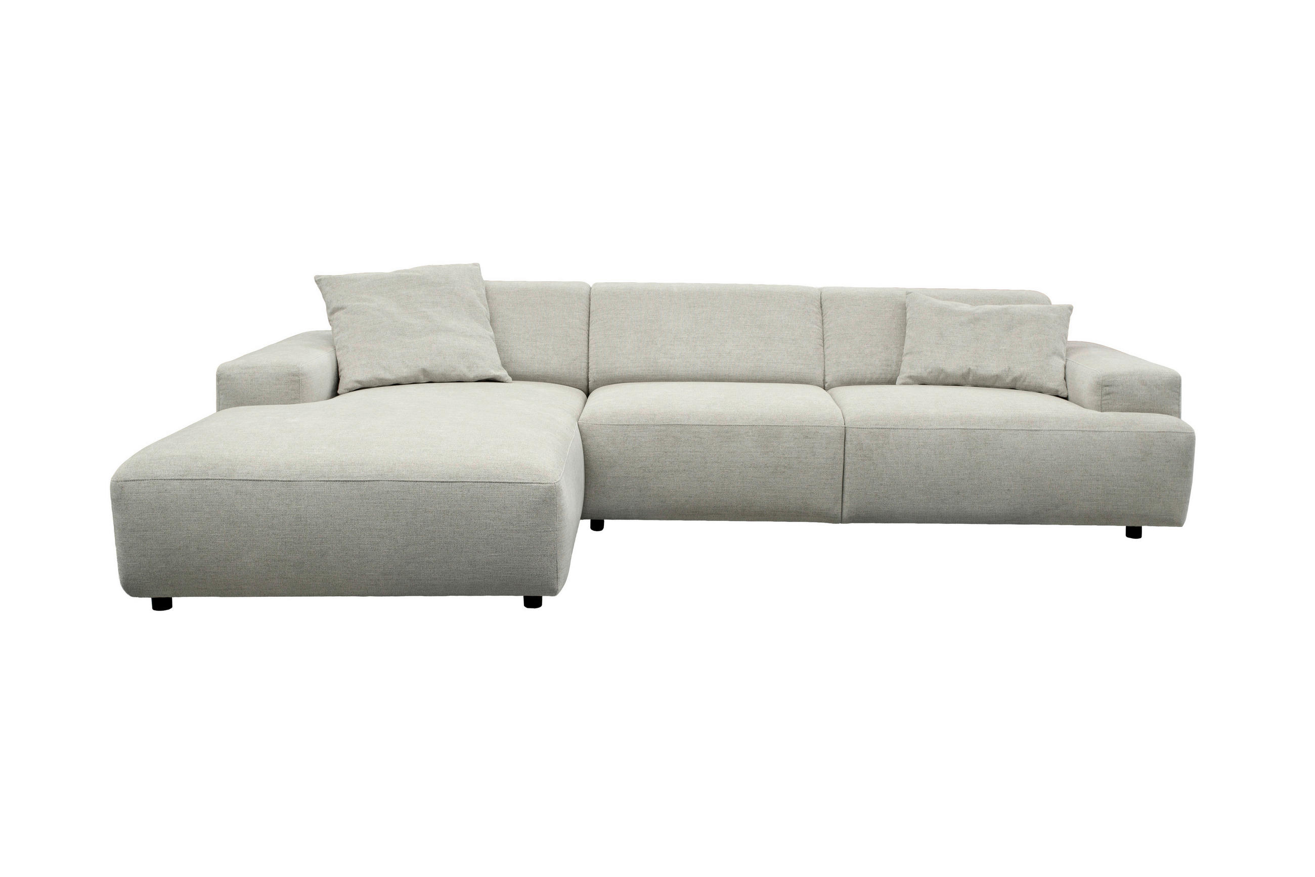 ECKSOFA Silberfarben Flachgewebe Rücken echt  - Silberfarben/Schwarz, KONVENTIONELL, Kunststoff/Textil (184/294cm) - Hom`in