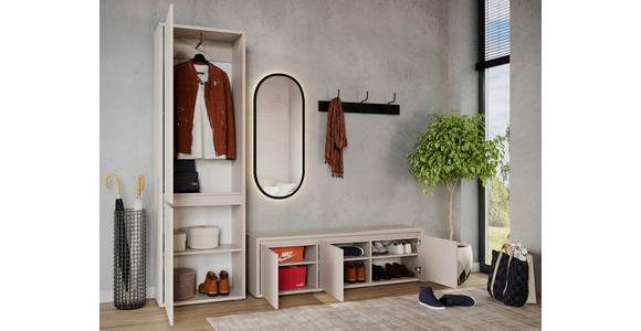 GARDEROBENSCHRANK Liv  in 60/195/33,8 cm  - Kaschmir/Schwarz, KONVENTIONELL, Holzwerkstoff (60/195/33,8cm) - Xora