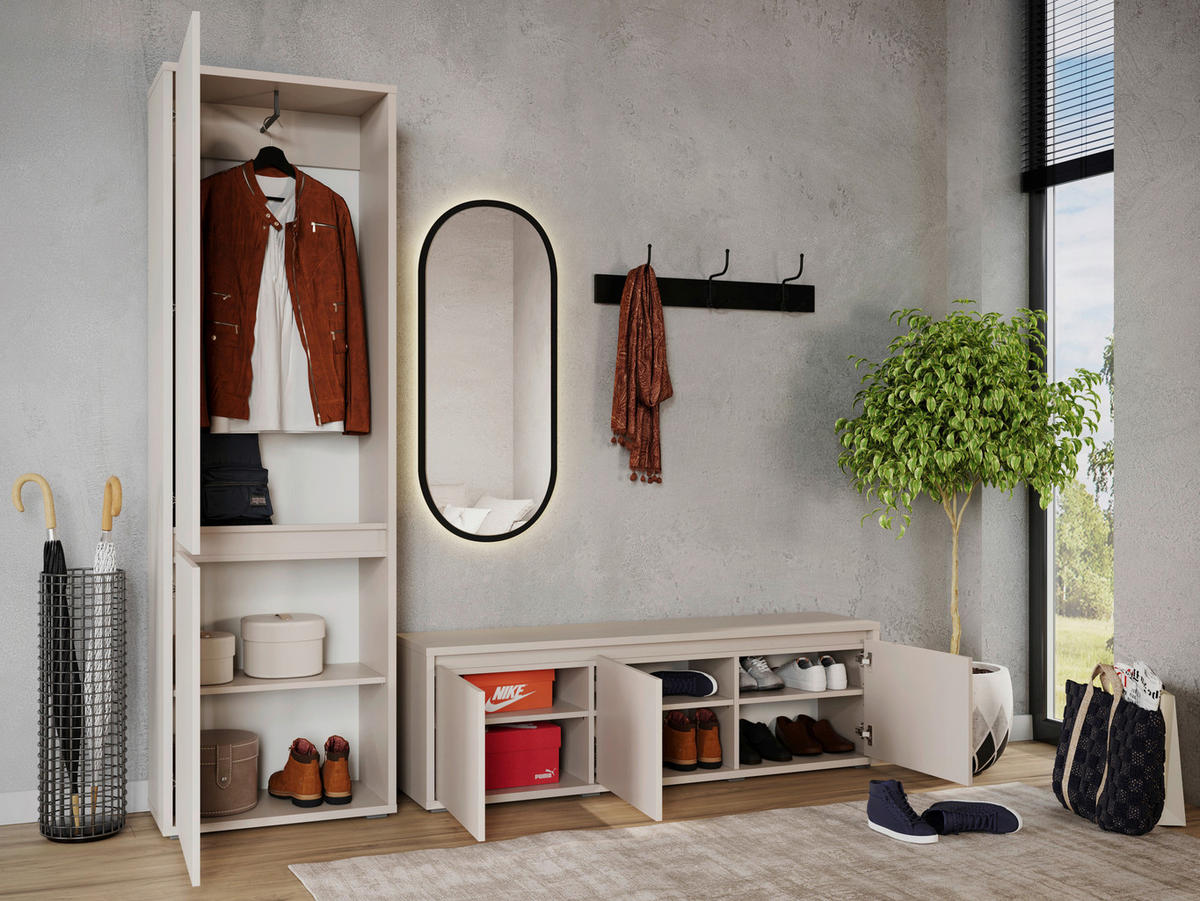 GARDEROBENBANK Liv  in 145,1/50,1/33,8 cm  - Kaschmir/Schwarz, KONVENTIONELL (145,1/50,1/33,8cm) - Xora