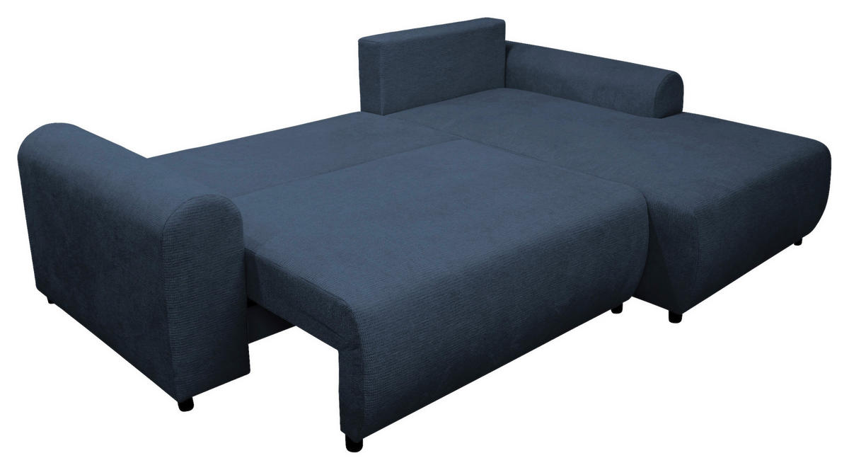 ECKSOFA in Struktur Dunkelblau  250/160 cm  - Schwarz/Dunkelblau, Design, Kunststoff/Textil (250/160cm) - MID.YOU