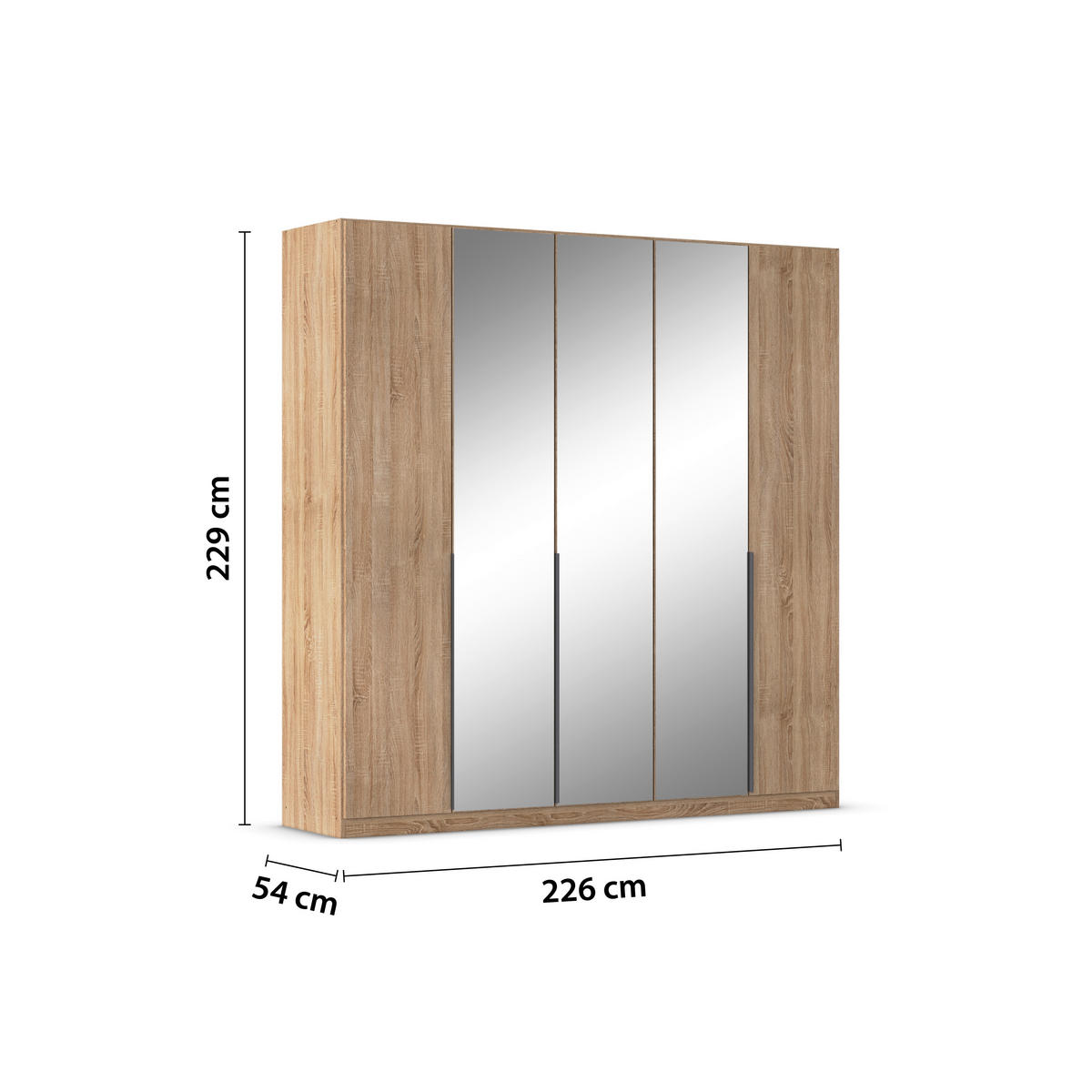 DREHTÜRENSCHRANK Sonoma Eiche  - Grau/Sonoma Eiche, Modern, Holzwerkstoff/Metall (226/229/54cm) - Rauch Möbel