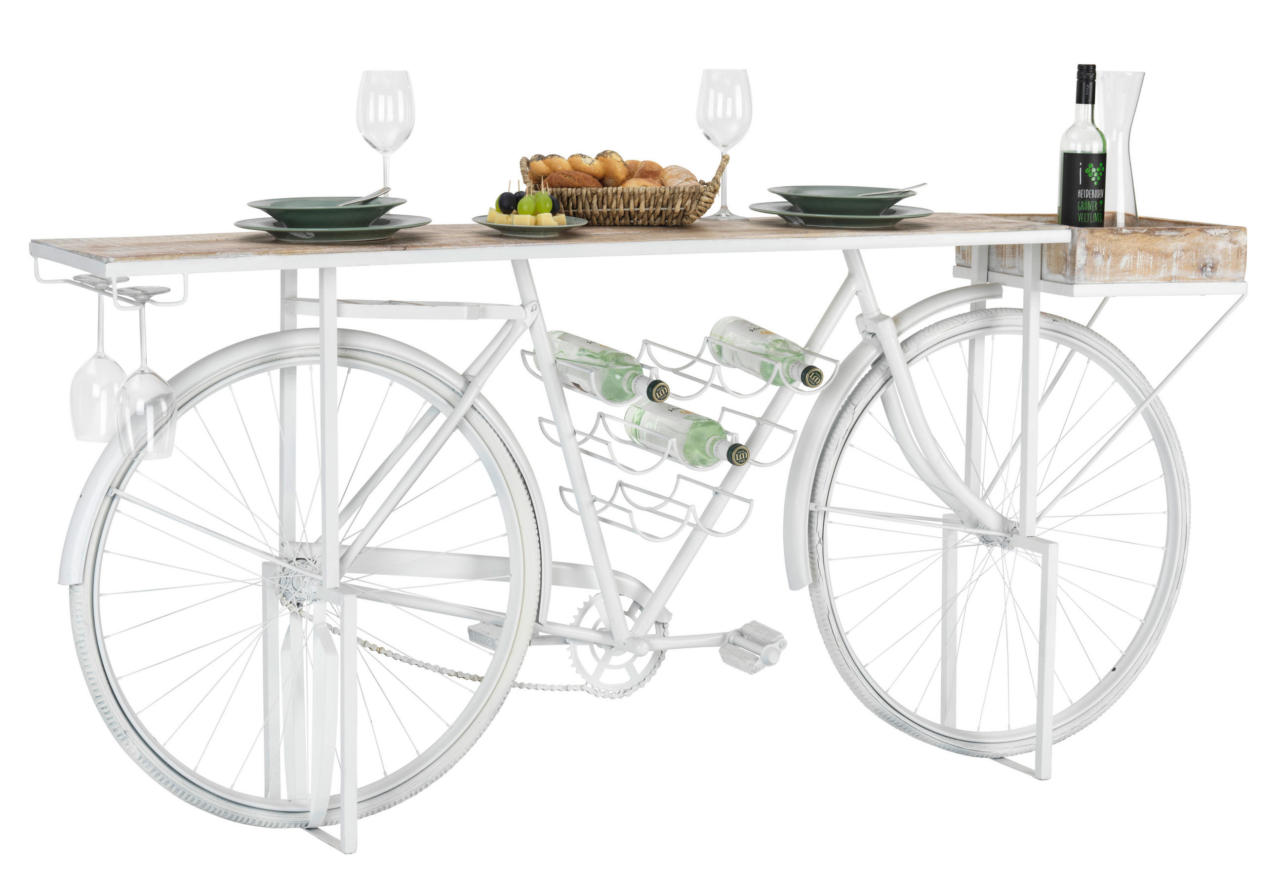 STOL KONZOLA 183/36/85 cm bijela drvo, metal, plastika - bijela, Trend, drvo/metal (183/36/85cm) - Ambia Home