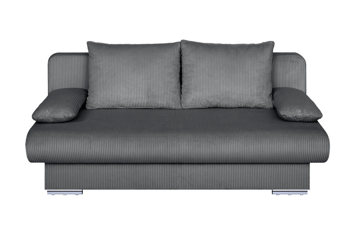 SCHLAFSOFA  mit Liegefunktion, Rücken echt Dunkelgrau  - Chromfarben/Dunkelgrau, Design, Kunststoff/Textil (193/86/85cm) - P & B
