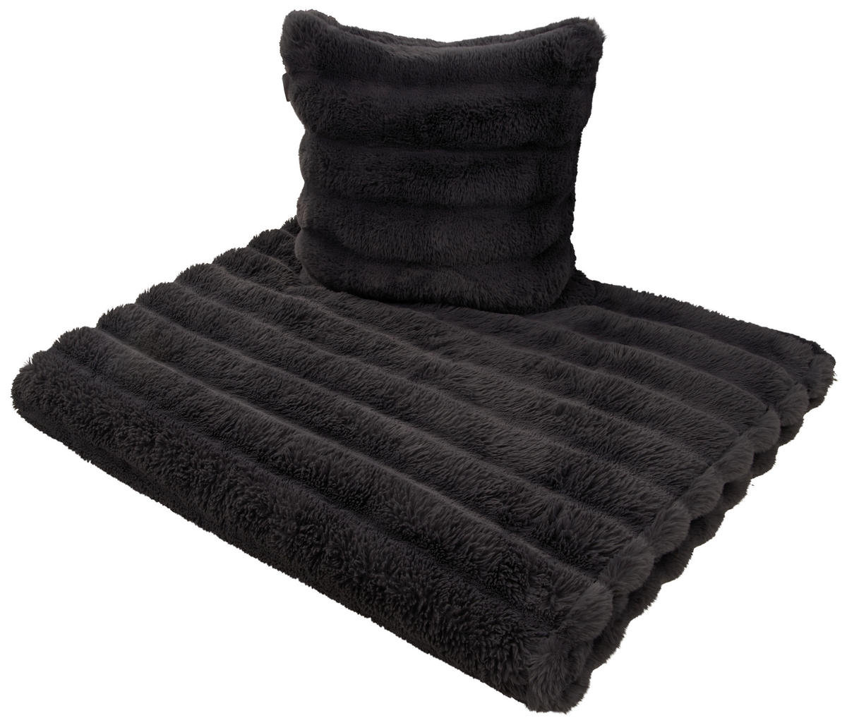 KOŽUŠINOVÁ DEKA, polyester, 150/200 cm - antracitová, textil (150/200cm) - Dieter Knoll