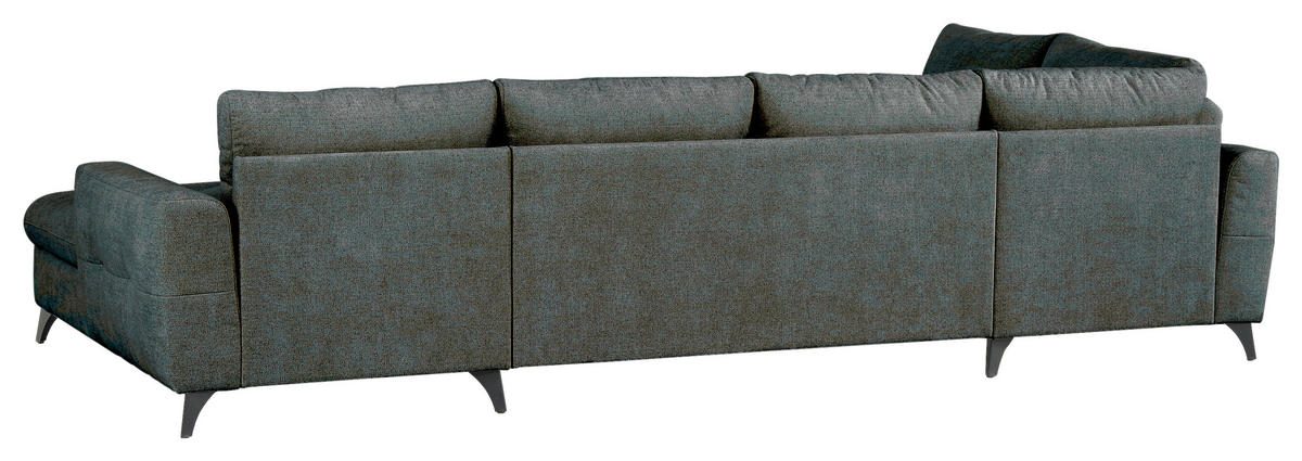 WOHNLANDSCHAFT Grau Chenille  - Schwarz/Grau, KONVENTIONELL, Textil/Metall (188/340/160cm) - Xora