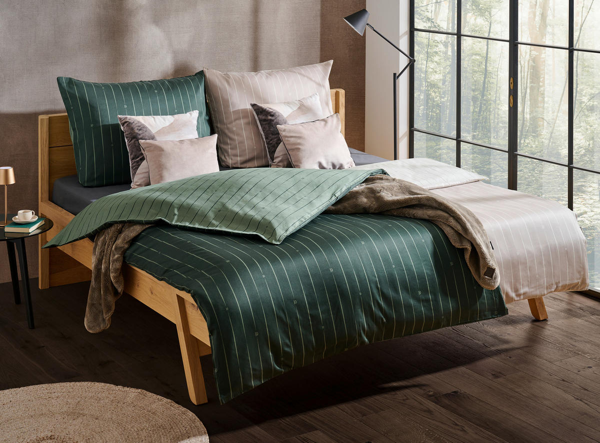 BETTWÄSCHESET STRIPES DK Satin 200/210 cm  65 cm/100 cm  - Grün, Design, Textil (200/210cm) - Dieter Knoll