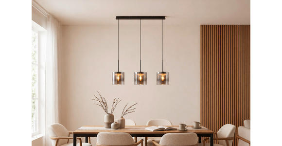 LED-HÄNGELEUCHTE Baia 100/20/180 cm   - Schwarz, Design, Glas/Metall (100/20/180cm) - Dieter Knoll