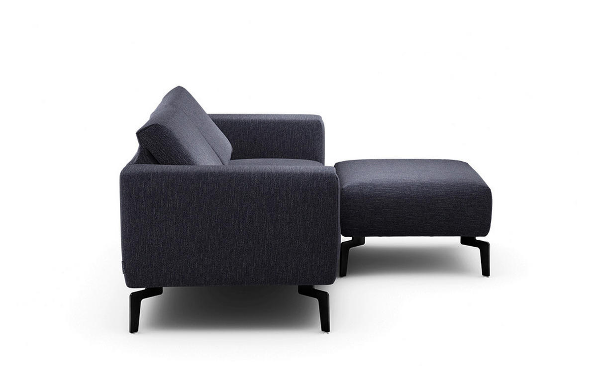 Zweisitzer inkl. Hocker Chenille Blau  - Blau/Schwarz, Design, Textil/Metall (180/86/86-94cm) - SENSOO