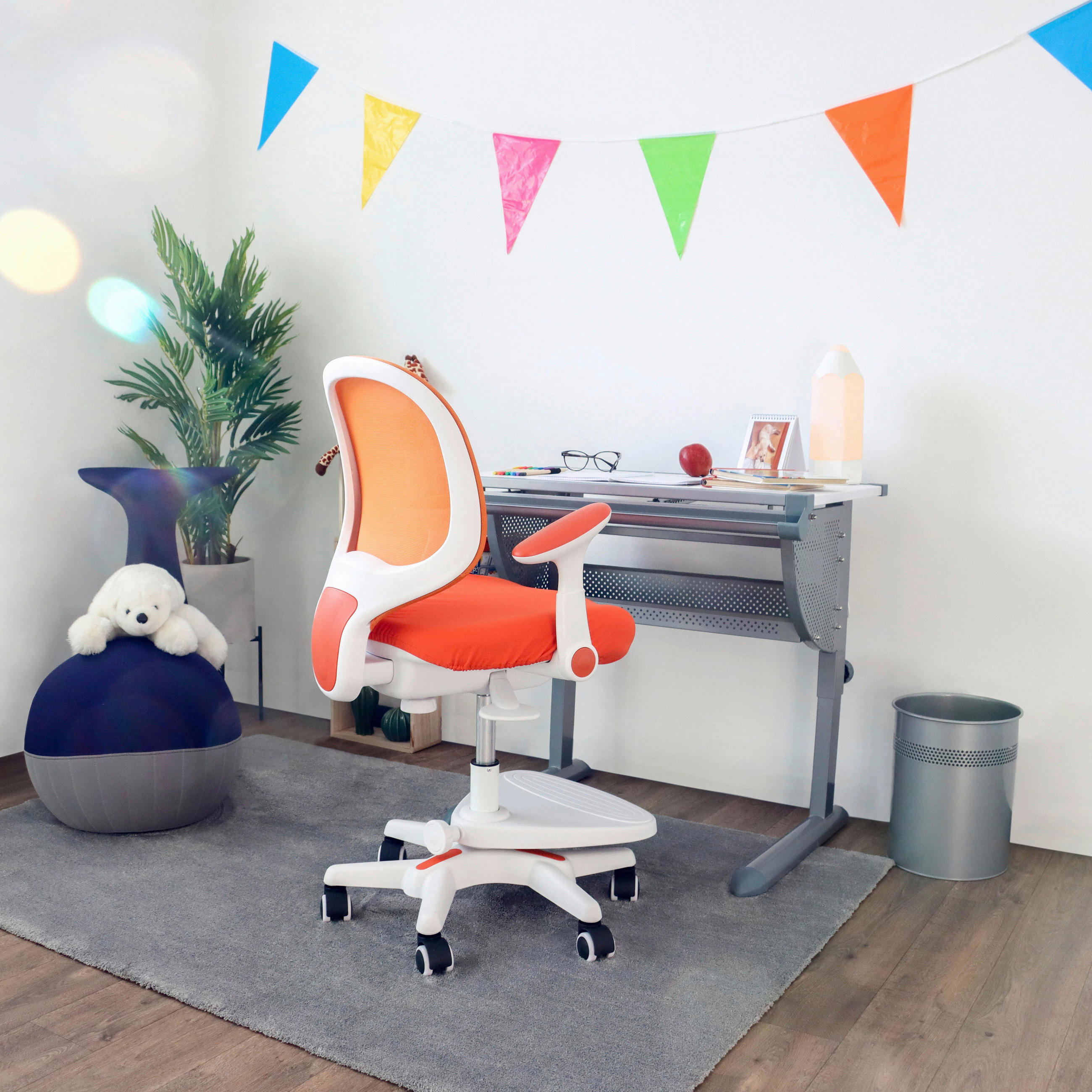 OTOČNÁ ŽIDLE PRO MLÁDEŽ, síťovina, oranžová - oranžová/bílá, Moderní, textil/plast (56/89 - 101/52cm) - MID.YOU