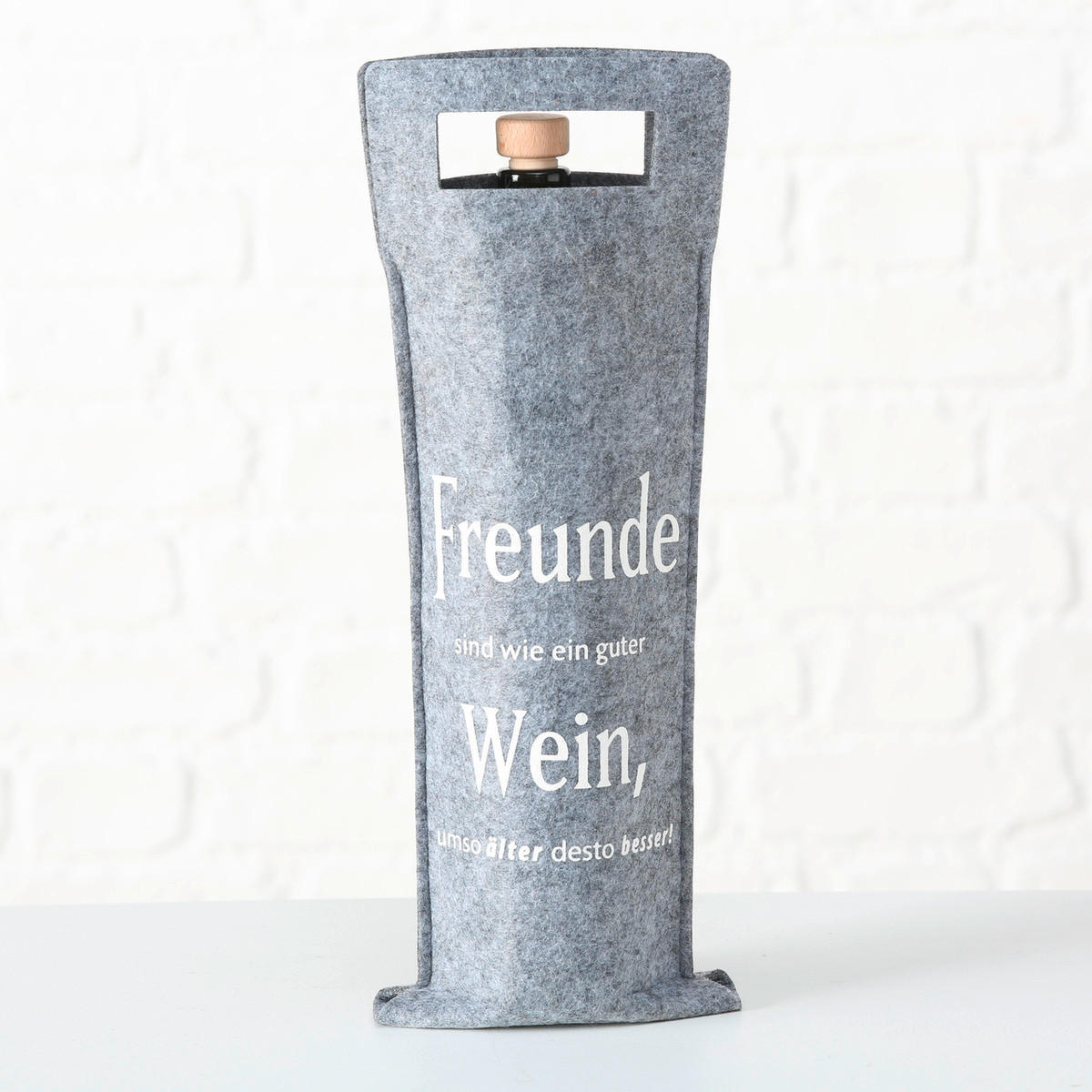 GESCHENKTASCHE  - Weiß/Grau, Basics, Textil (41cm)