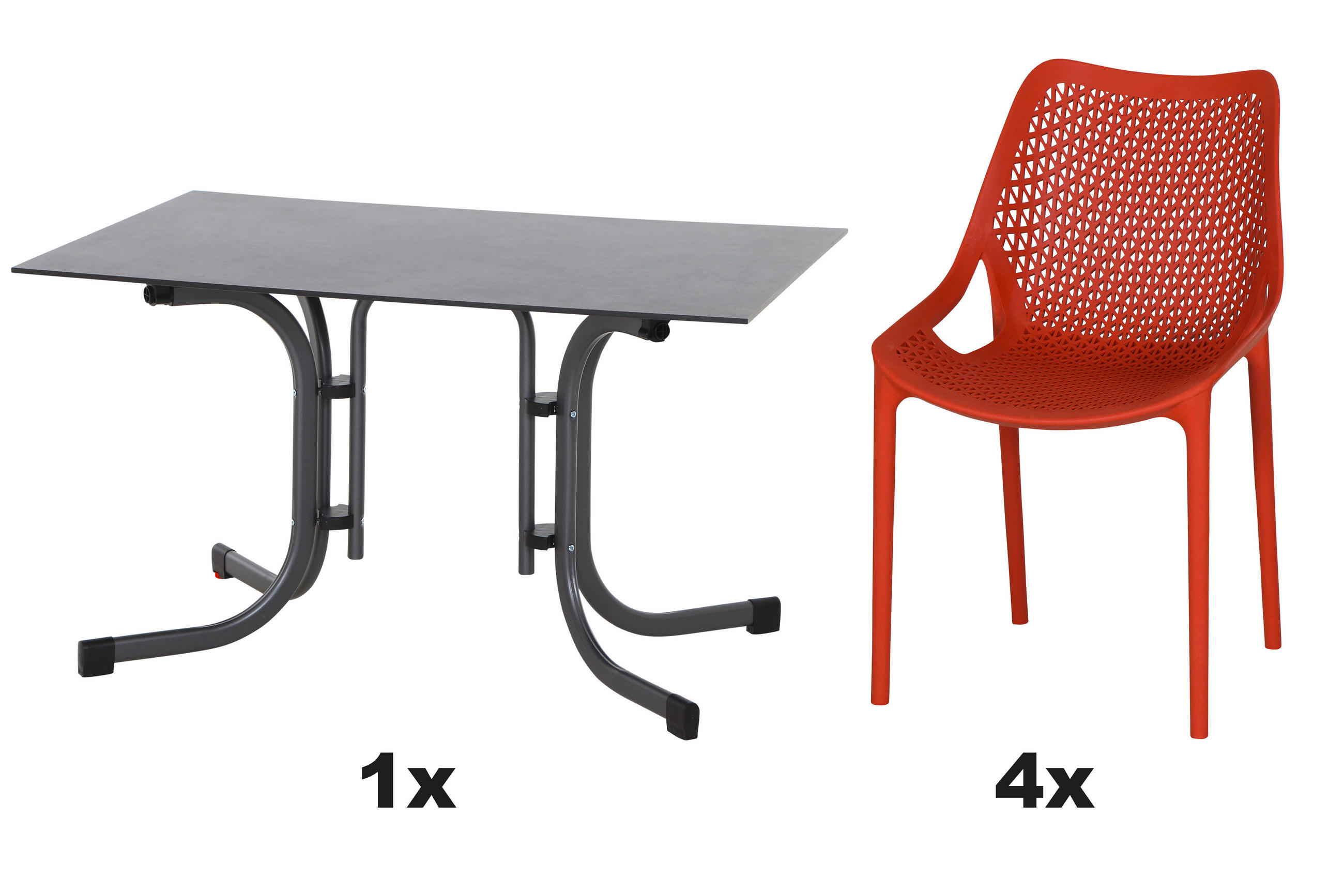 GARTENGARNITUR 5-teilig Stahl  - Anthrazit/Rot, Basics, Kunststoff/Metall (80/81cm) - Siena Garden