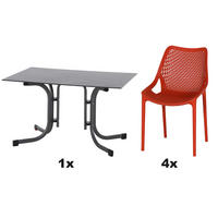 GARTENGARNITUR 5-teilig Stahl  - Anthrazit/Rot, Basics, Kunststoff/Metall (80/81cm) - Siena Garden