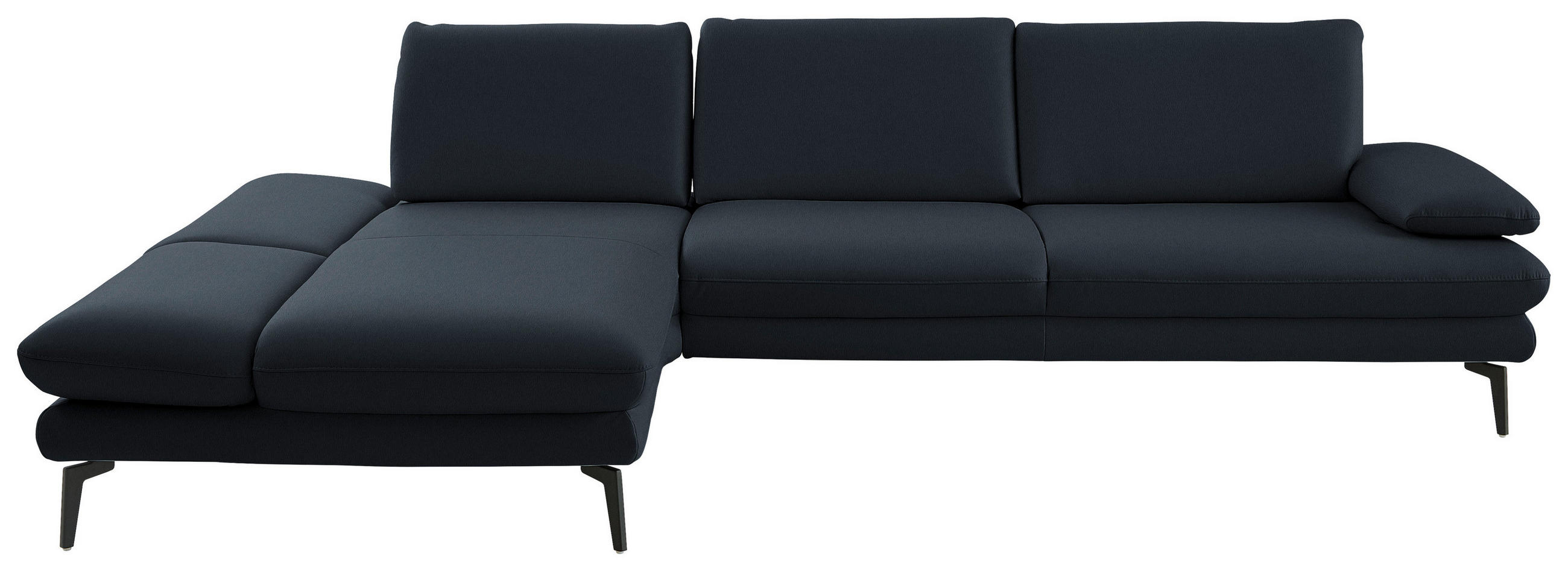 ECKSOFA in Echtleder Dunkelblau  - Schwarz/Dunkelblau, Design, Leder/Metall (195/308cm) - Dieter Knoll