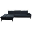 ECKSOFA in Echtleder Dunkelblau  195/308 cm  - Schwarz/Dunkelblau, Design, Leder/Metall (195/308cm) - Dieter Knoll