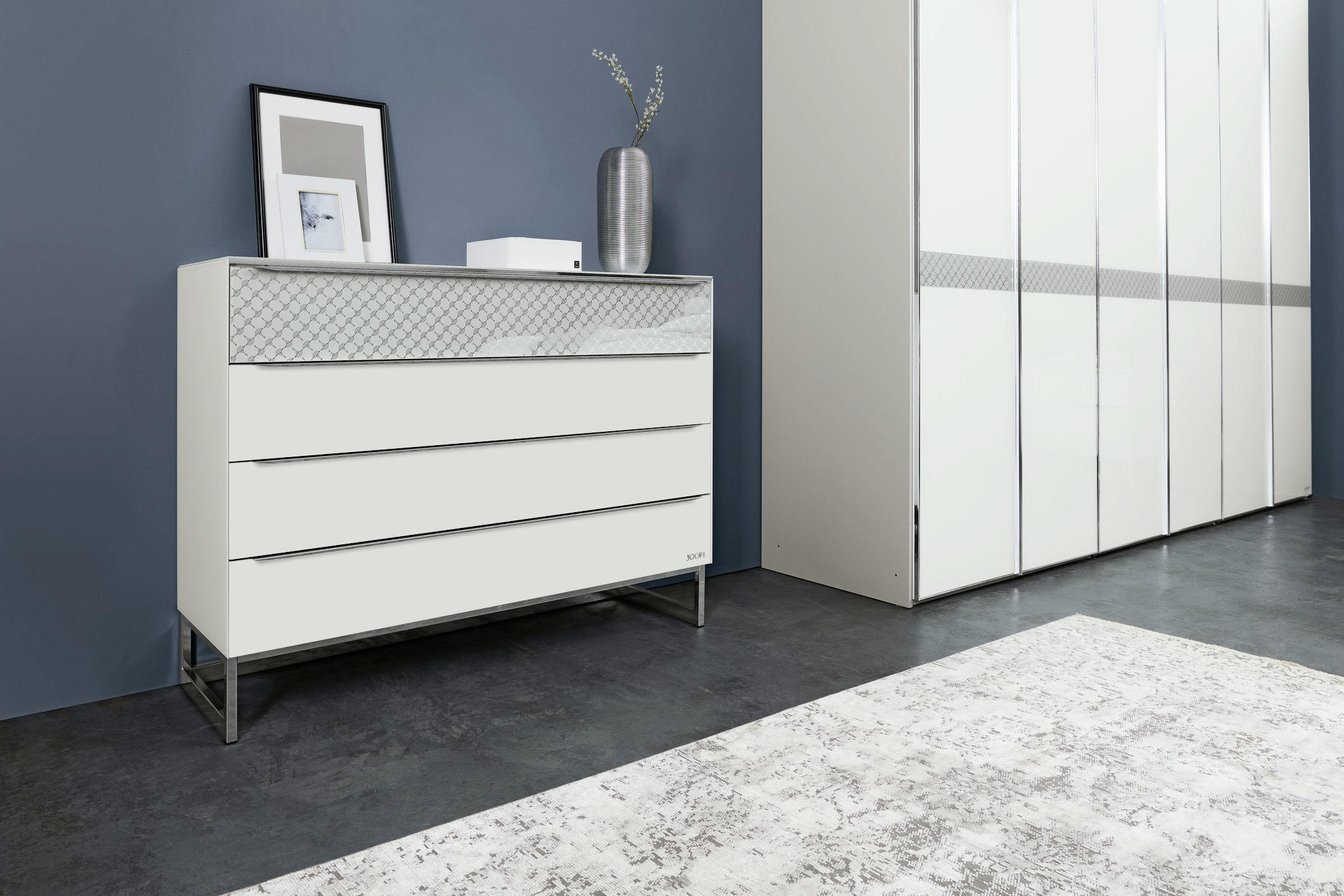 KOMMODE Posh  in 120/77/40 cm  - Chromfarben/Hellgrau, Design, Glas/Holzwerkstoff (120/77/40cm) - Joop!