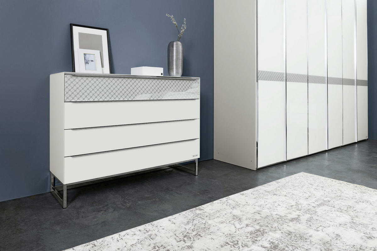 KOMMODE 120/77/40 cm  in Hellgrau  - Chromfarben/Hellgrau, Design, Glas/Holzwerkstoff (120/77/40cm) - Joop!