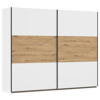 SCHWEBETÜRENSCHRANK in Weiss, Eiche Artisan  - Weiss/Eiche Artisan, Modern, Holzwerkstoff/Metall (261/210/59cm) - Rauch Möbel