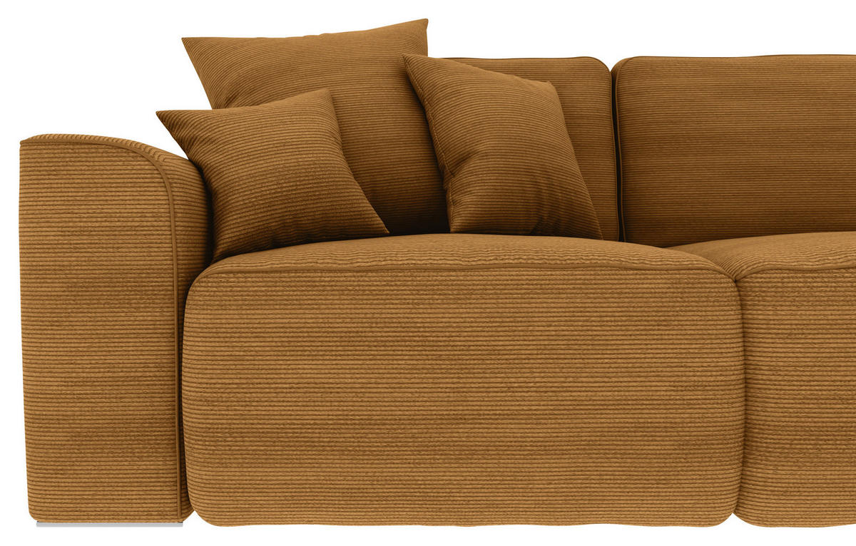 ECKSOFA in Cord Rostfarben  - Chromfarben/Rostfarben, Konventionell, Kunststoff/Textil (293/195cm) - MID.YOU