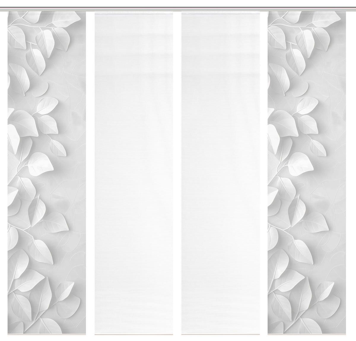 FLÄCHENVORHANG  4 Stück  blickdicht  60/260 cm   - Hellgrau/Weiß, Design, Textil (60/260cm)