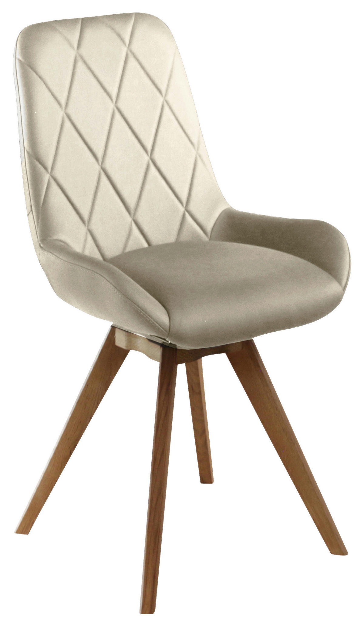 STUHL Lederlook (vegan) Beige Eiche teilmassiv  - Eichefarben/Beige, KONVENTIONELL, Holz/Textil (58/87/64,5cm) - Linea Natura