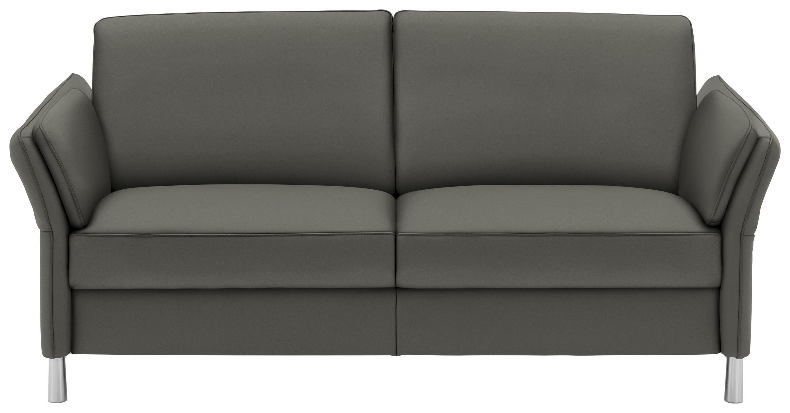 2,5-SITZER in Echtleder Dunkelgrau  - Dunkelgrau/Alufarben, Design, Leder/Metall (164/82/99cm) - Dieter Knoll