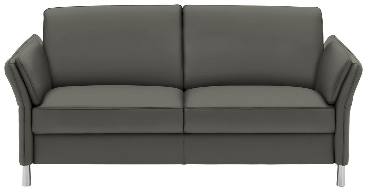 2,5-SITZER in Echtleder Dunkelgrau  - Dunkelgrau/Alufarben, Design, Leder/Metall (164/82/99cm) - Dieter Knoll