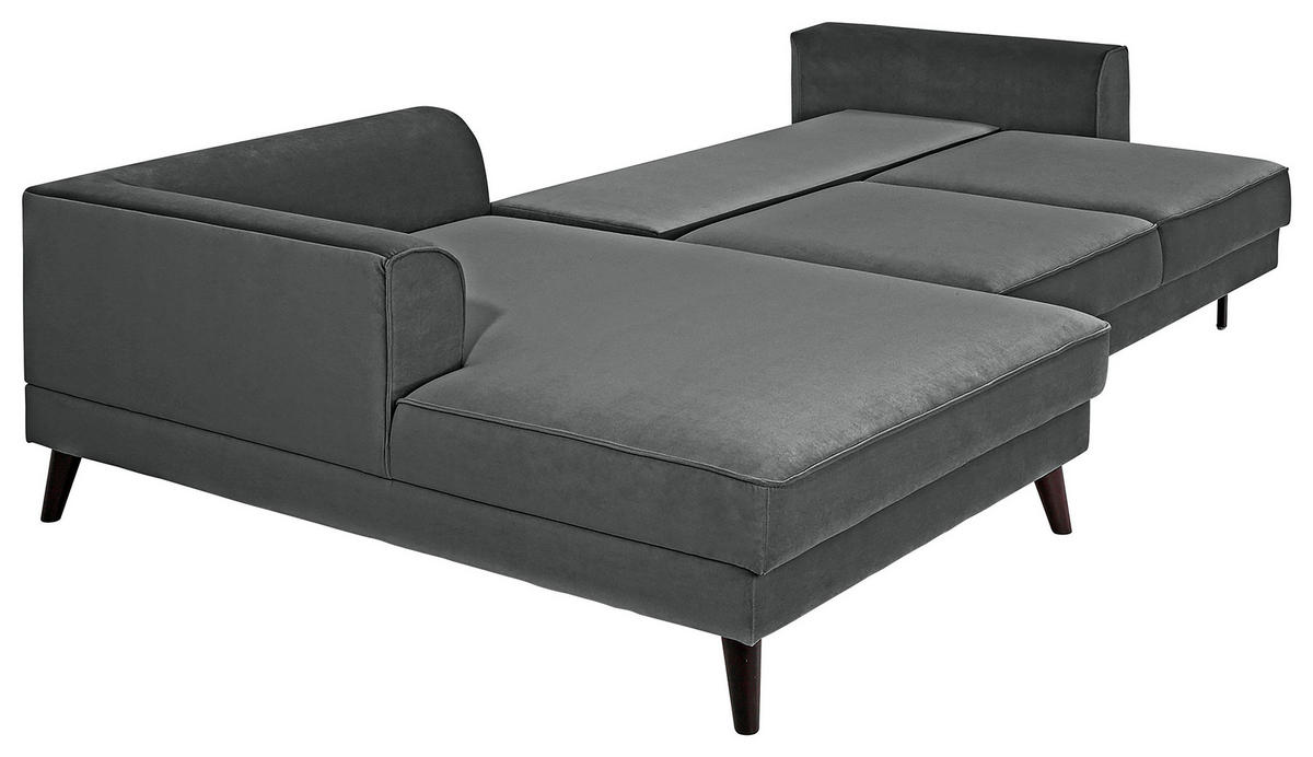 ECKSCHLAFSOFA  mit seitenverkehrt erhältlich, Schlafen auf Sitzhöhe, Hocker erhältlich, Rücken echt, Armteil links, Armteil rechts Velours Anthrazit  - Wengefarben/Anthrazit, MODERN, Holz/Textil (167/277cm) - Trendmanufaktur