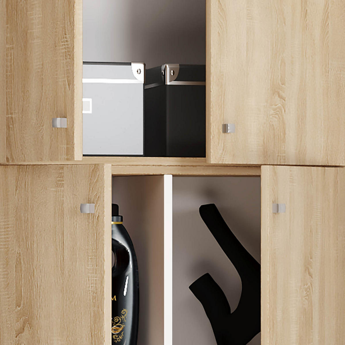 MEHRZWECKSCHRANK 70/240/39 cm  - Schwarz/Grau, Modern, Holzwerkstoff/Kunststoff (70/240/39cm) - MID.YOU